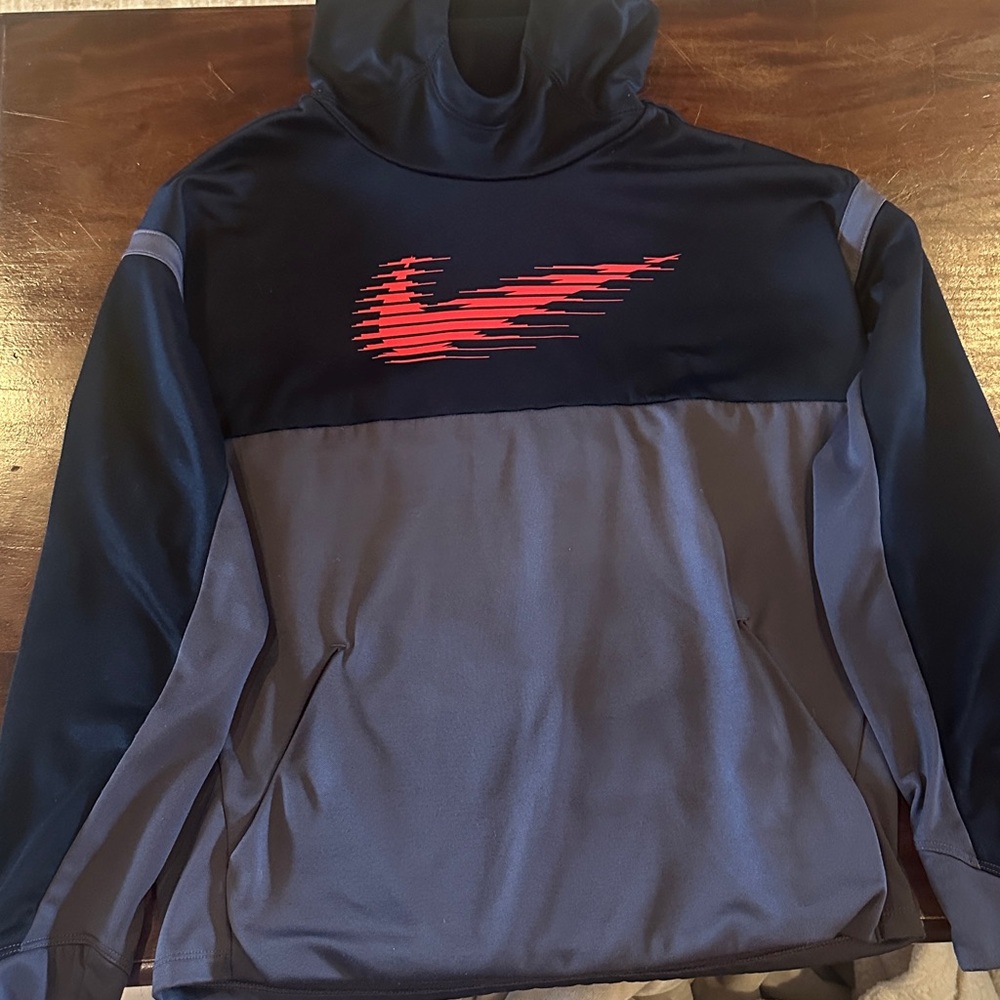Nike Black and Gray Pullover with Red Swoosh
